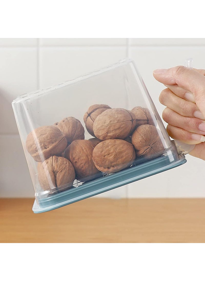 Wolpin Fridge Storage Containers (Set Of 3 Pcs) Food Refrigerator Organizer Container With Handle & Lid For Fruits, Vegetables, Nuts, Egg Box Meat, Fish Stackable, Plastic - Clear