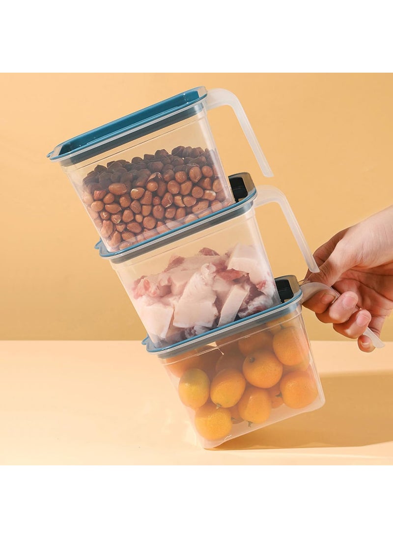 Wolpin Fridge Storage Containers (Set Of 3 Pcs) Food Refrigerator Organizer Container With Handle & Lid For Fruits, Vegetables, Nuts, Egg Box Meat, Fish Stackable, Plastic - Clear