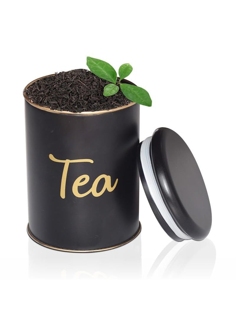 Pure Source India Metal Jar Container for Tea Coffee and Sugar, Airtight, Food Safe And Wide Mouth Containers - 700 ml Each (Black - 3 Piece)