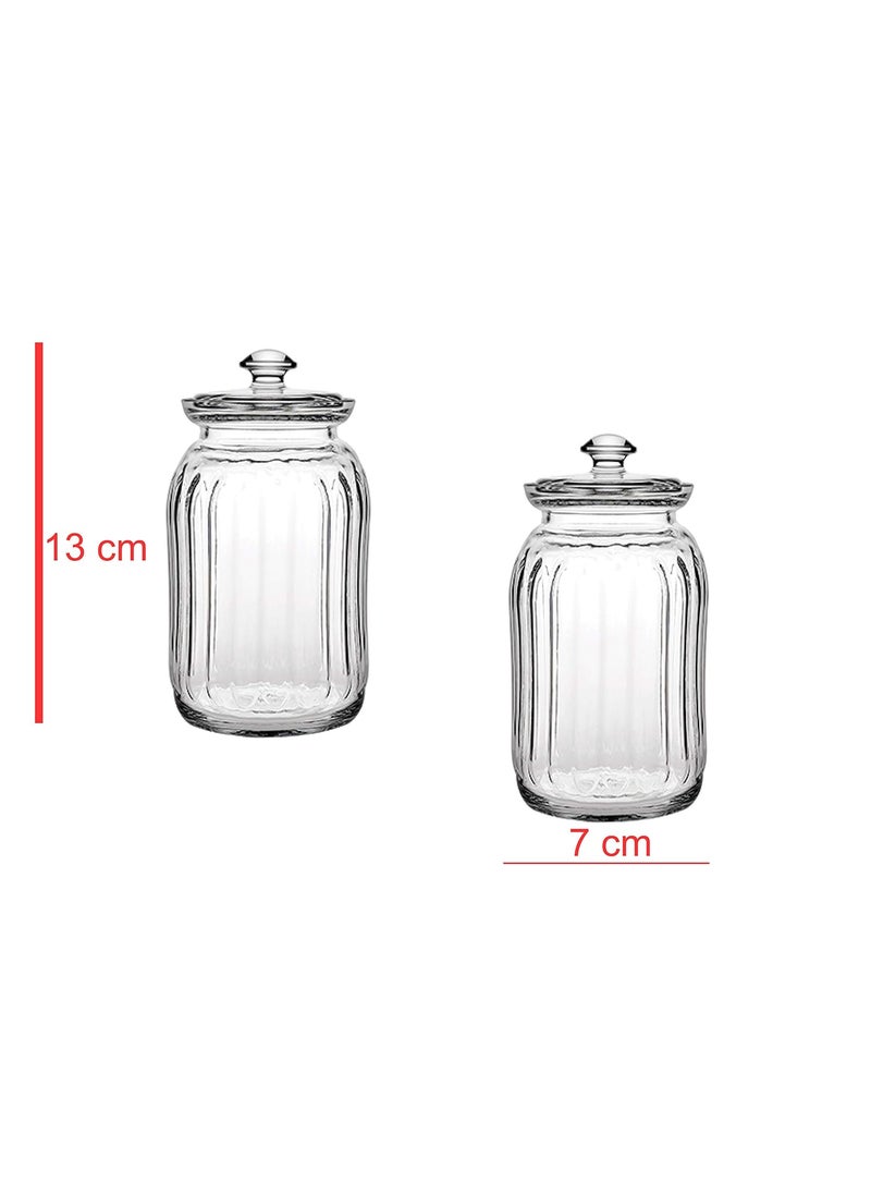 Pure Source India Round Airtight Glass Cookie Jars – 350 Ml, 4 Pieces, Clear