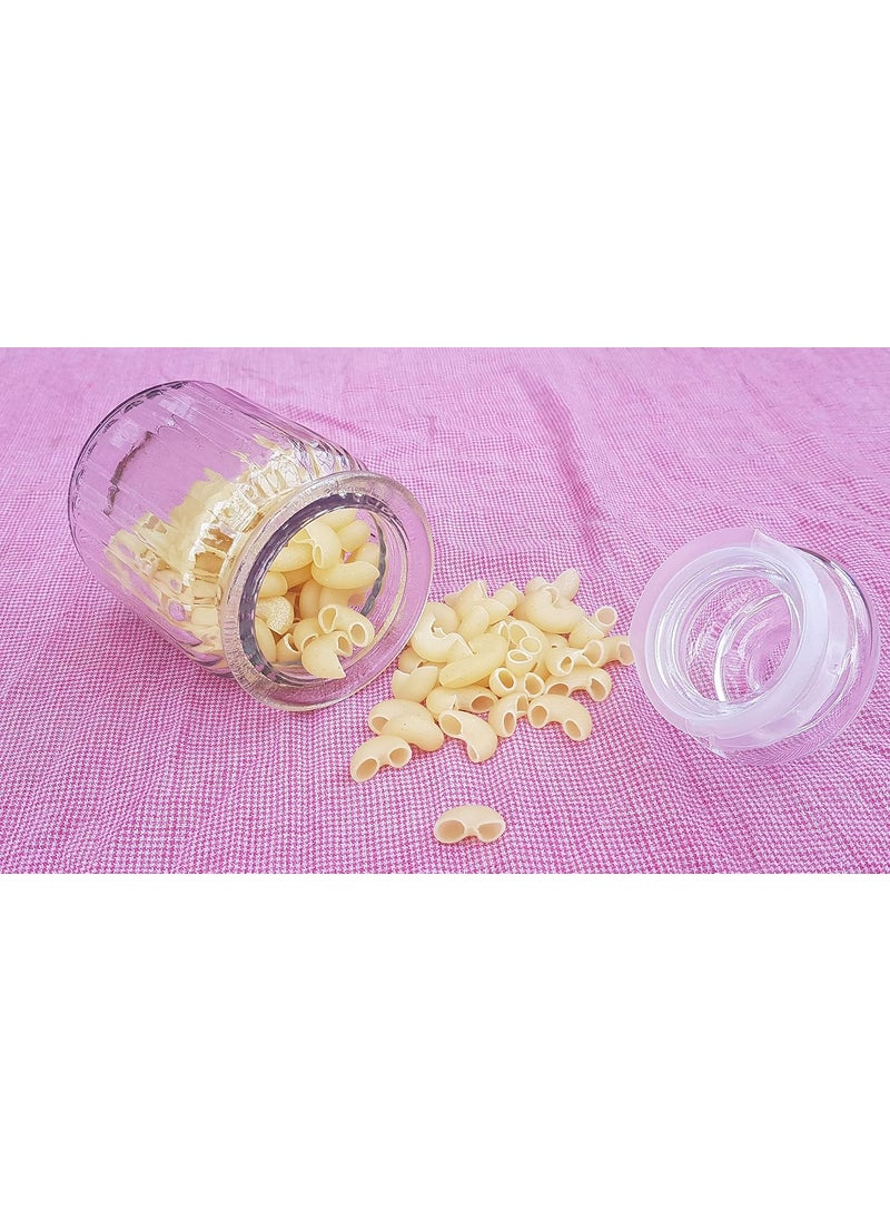 Pure Source India Round Airtight Glass Cookie Jars – 350 Ml, 4 Pieces, Clear