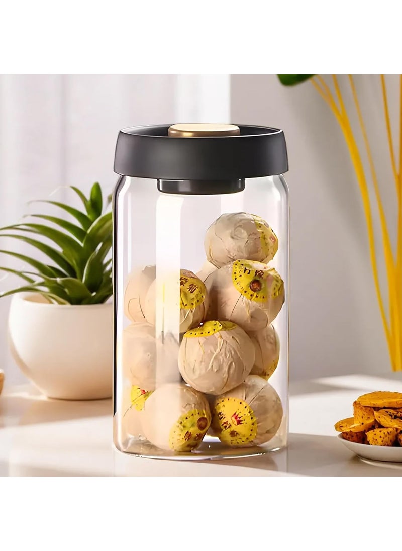 UMAI Borosilicate Glass Jars for Kitchen Storage with Vacuum Plastic Lids | 1200ml | Multipurpose, Airtight, Leakproof Jars for Cookies, Snacks, Spices, Tea, Coffee |