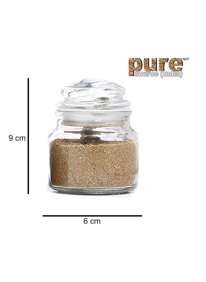 Pure Source India Glass Spice Jar Container- 60ml, Set of 10 Pcs - Transparent