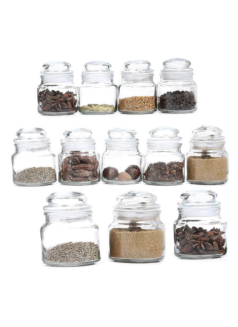 Pure Source India Glass Spice Jar Container- 60ml, Set of 10 Pcs - Transparent