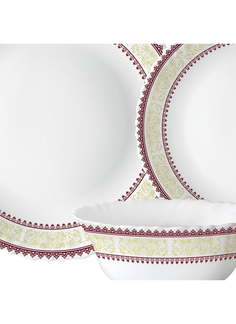 Larah by Borosil Elega Fluted Series Opalware Dinner Set | 63 Pieces for Family of 8 | Microwave & Dishwasher Safe | Bone-Ash Free | Crockery Set for Dining & Gifting | Plates & Bowls | White