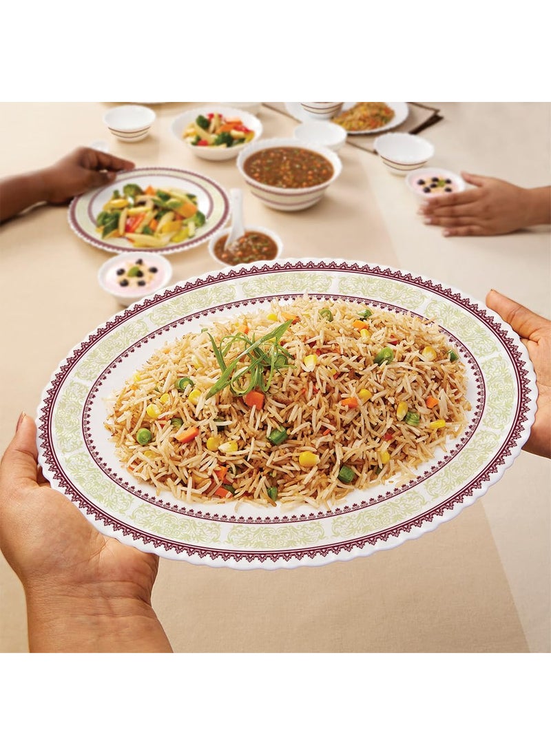 Larah by Borosil Elega Fluted Series Opalware Dinner Set | 63 Pieces for Family of 8 | Microwave & Dishwasher Safe | Bone-Ash Free | Crockery Set for Dining & Gifting | Plates & Bowls | White