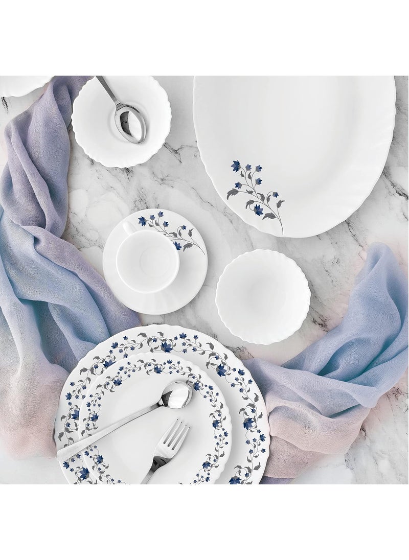 Cello Opalware Imperial Vinea Opalware Dinner Set, 27 Pieces, White