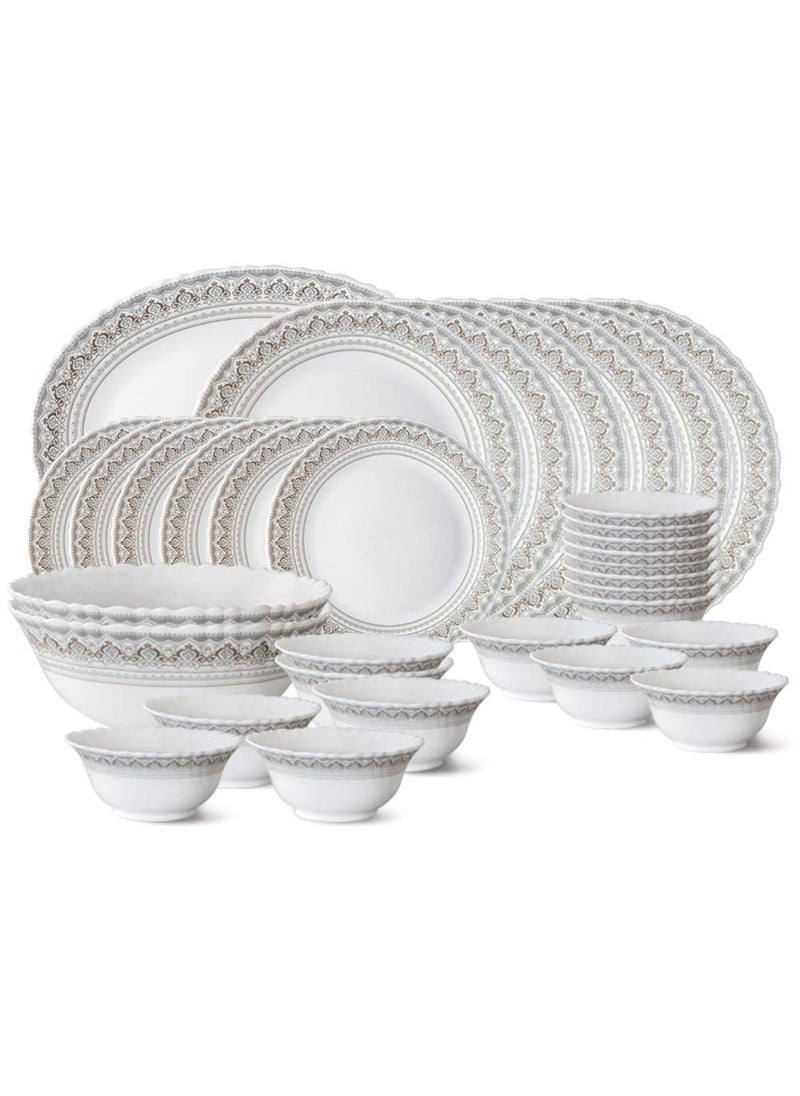 Larah by BOROSIL Classic Opalware Dinner Set (White) - 33-Pieces