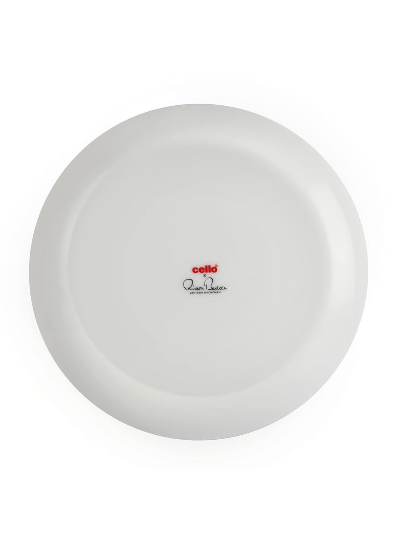 Cello Amitabh Bachchan Opalware Divine Series Elinor Dinner Set, 33 Units | Opal Glass Dinner Set for 6 | Crockery Set for Festive Ocassions, Parties | White Plate and Bowl Set