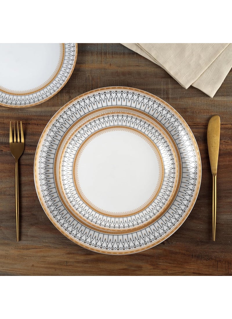 Cello Amitabh Bachchan Opalware Divine Series Elinor Dinner Set, 33 Units | Opal Glass Dinner Set for 6 | Crockery Set for Festive Ocassions, Parties | White Plate and Bowl Set