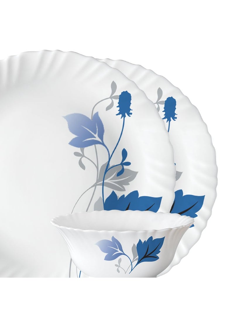 Larah by BOROSIL Fluted Series Ageria Opalware Dinner Set | 19 Piece for Family of 6 | Microwave & Dishwasher Safe | Bone-Ash Free | Crockery Set for Dining & Gifting | Plates & Bowls | White