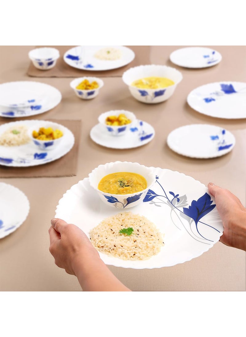 Larah by BOROSIL Fluted Series Ageria Opalware Dinner Set | 19 Piece for Family of 6 | Microwave & Dishwasher Safe | Bone-Ash Free | Crockery Set for Dining & Gifting | Plates & Bowls | White