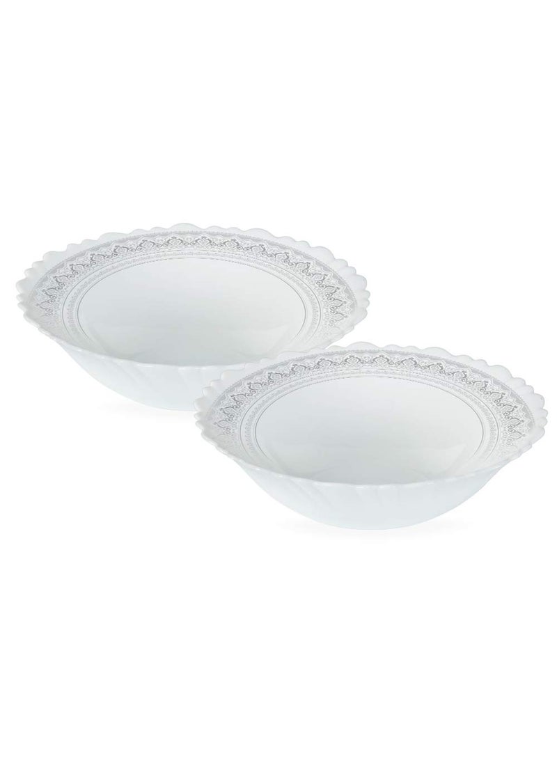 Larah by Borosil Classic Opalware 2 pc Multipurpose Bowl Set | 500 ml Each | Microwave & Dishwasher Safe, Bone-Ash Free | Crockery Set Ideal for Daily Use & Gifting, White