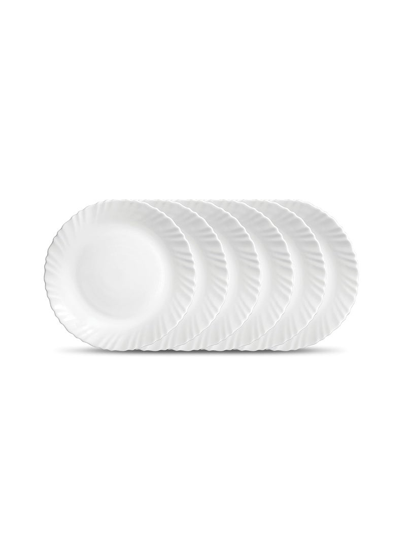 DIVA from La Opala from La Opala Glass Plain Classique Collection Full Plate Set - 6 Pieces (White, 10 inch), Standard