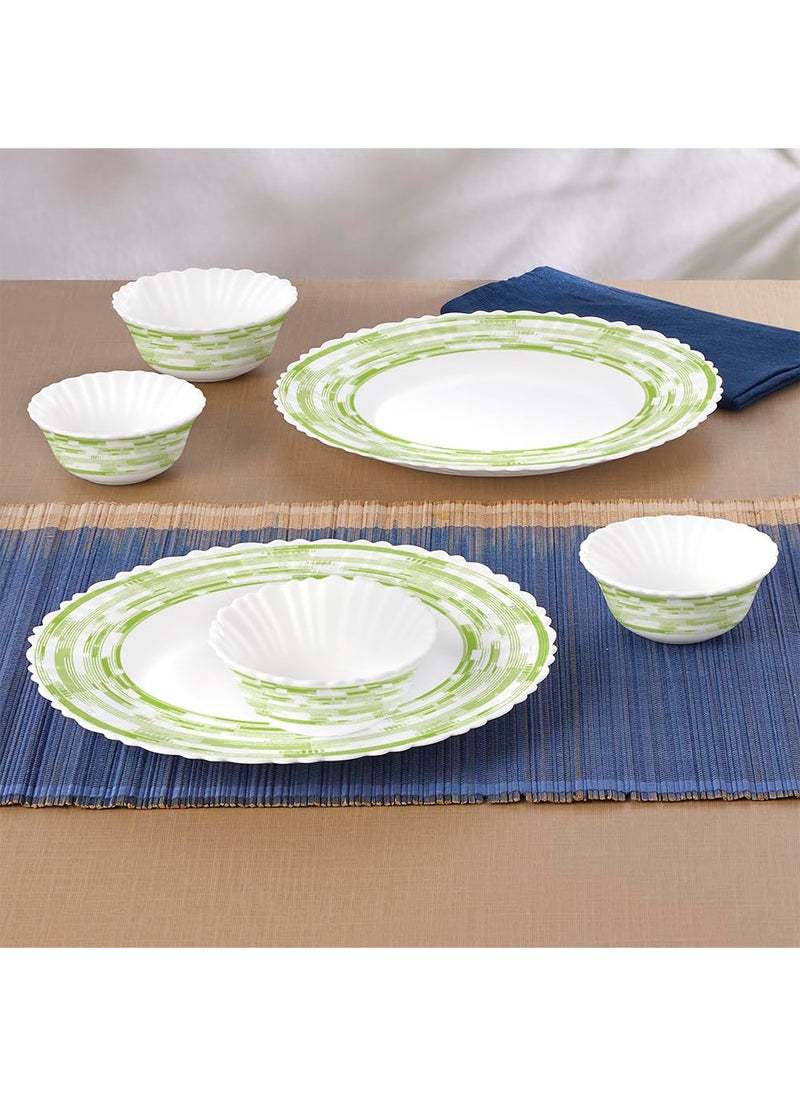 Larah by Borosil Aura Silk Series Opalware Dinner Set | 6 Pieces for Family of 2 | Microwave & Dishwasher Safe | Bone-Ash Free | Crockery Set for Dining & Gifting | Plates & Bowls | White