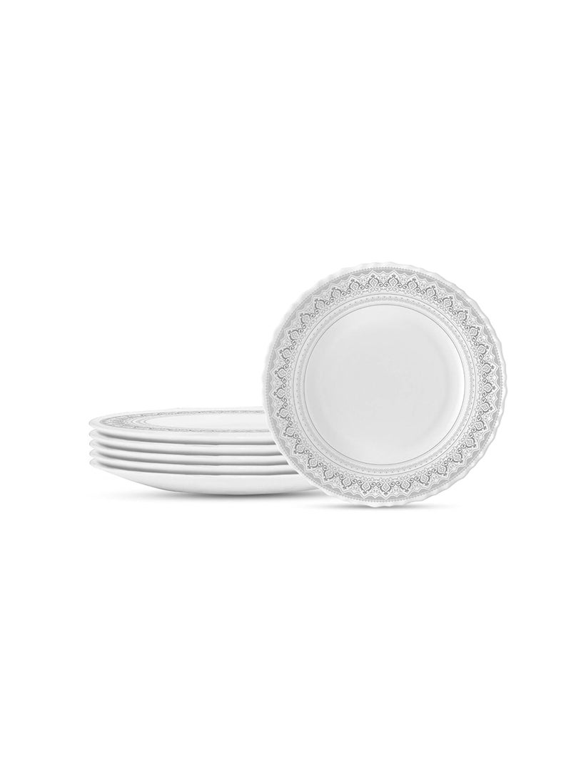 Larah by BOROSIL Opalware Classic Full Plate (White, 11 inch) - Set of 6