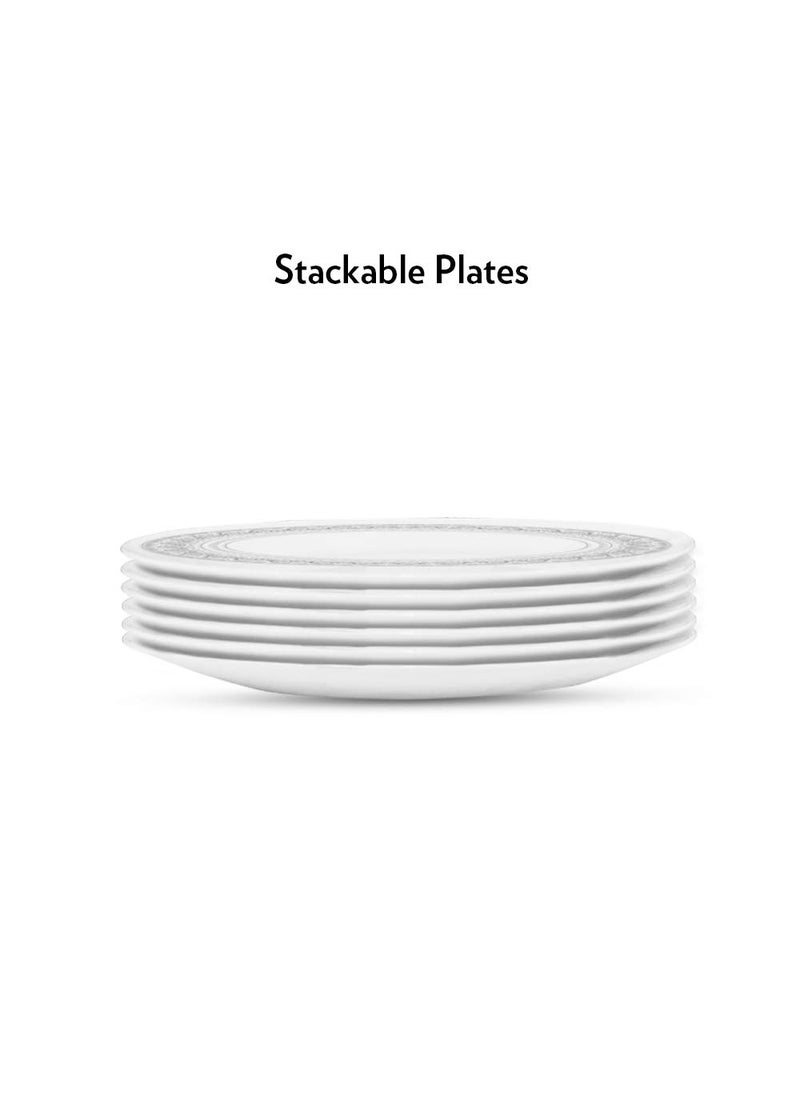 Larah by BOROSIL Opalware Classic Full Plate (White, 11 inch) - Set of 6
