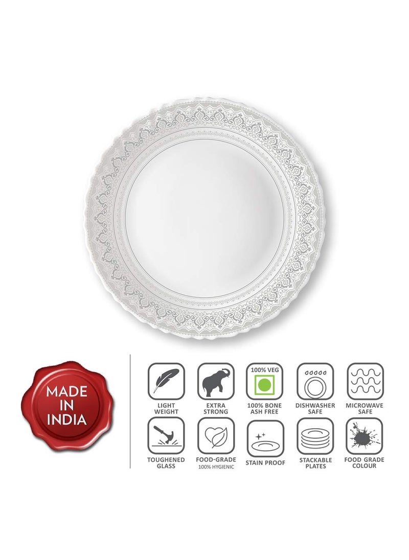 Larah by BOROSIL Opalware Classic Full Plate (White, 11 inch) - Set of 6