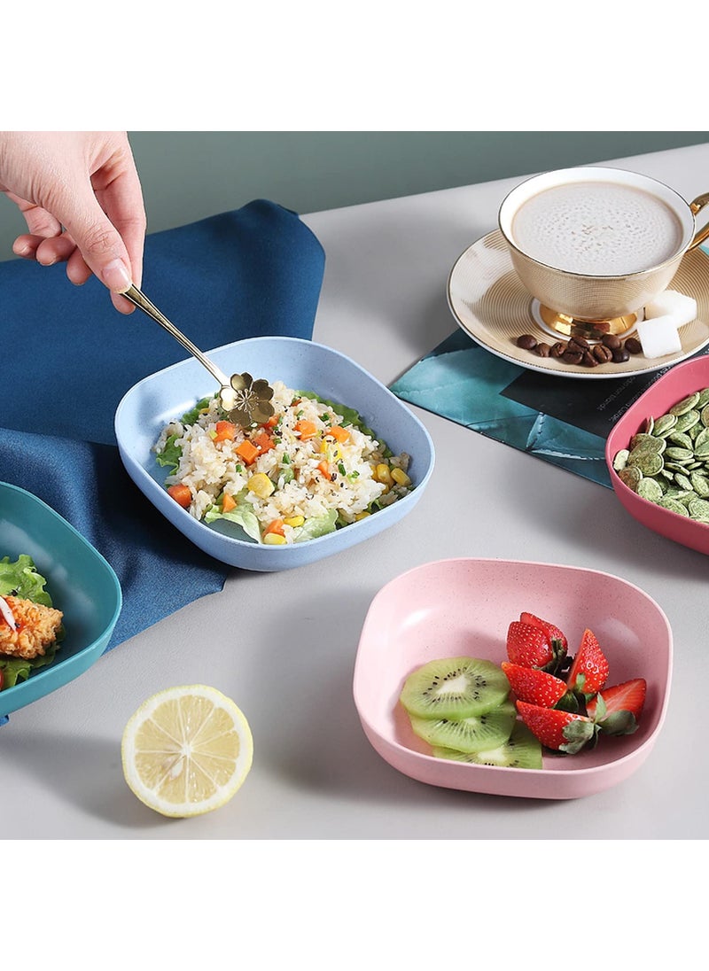 wolpin Square Plastic Dinner Plate Set (Set of 10 Pcs) Colorful Snacks/Breakfast Plate with Stand