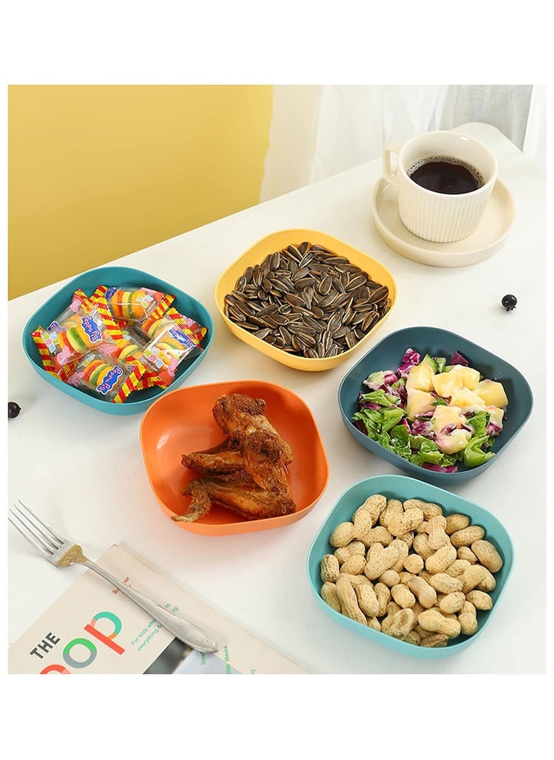 wolpin Square Plastic Dinner Plate Set (Set of 10 Pcs) Colorful Snacks/Breakfast Plate with Stand