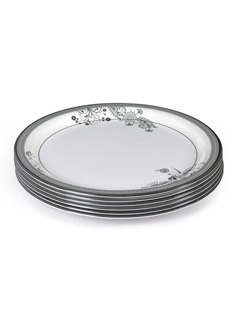 Superware | Pure Melamine | Buffet Plate Set – Silver Lace 12.5” (6 nos.) | Stain Free, Glazed Finish