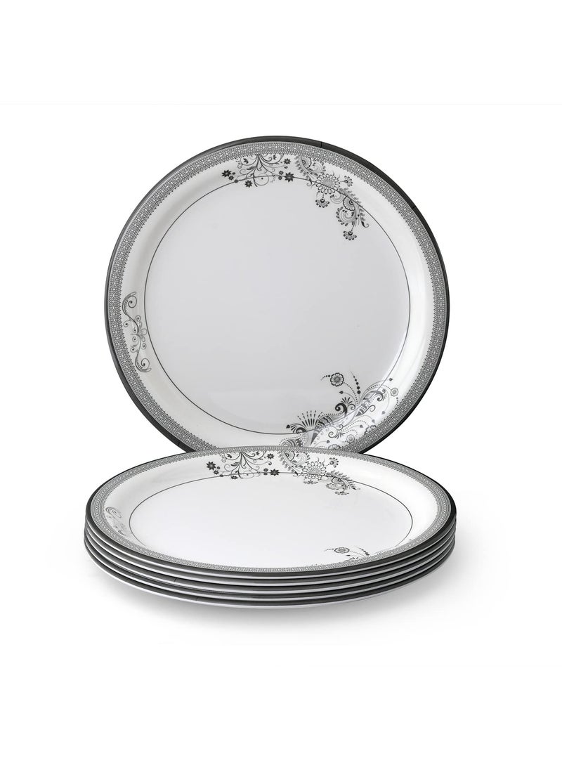 Superware | Pure Melamine | Buffet Plate Set – Silver Lace 12.5” (6 nos.) | Stain Free, Glazed Finish