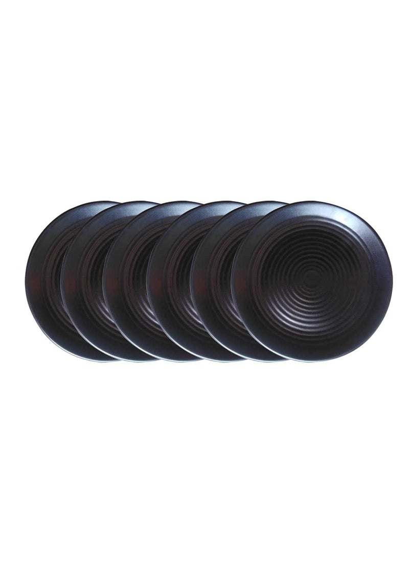 Everbuy® Spiral Black Quarter Dinner Plates Melamine Chapati Plates Set of 12 pcs (Quarter 8 Inch)