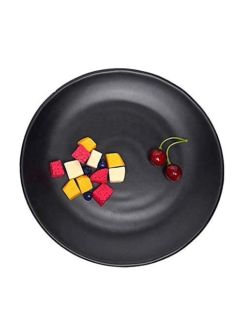 Everbuy® Spiral Black Quarter Dinner Plates Melamine Chapati Plates Set of 12 pcs (Quarter 8 Inch)