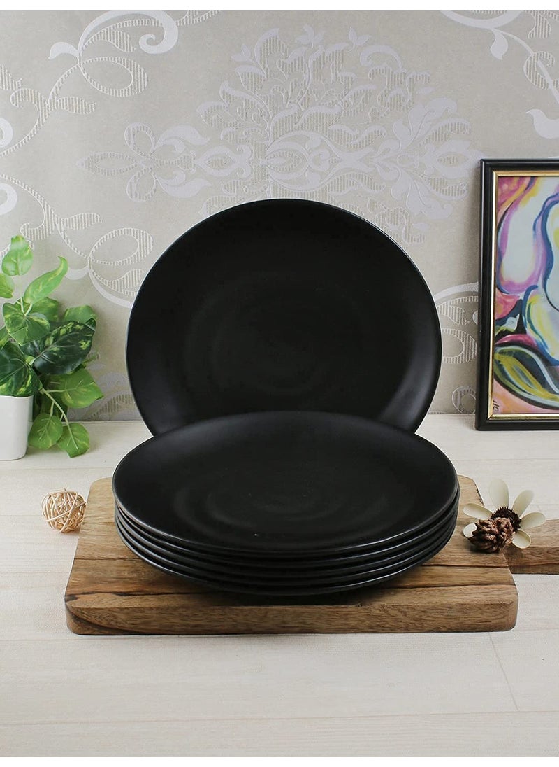 Everbuy® Spiral Black Quarter Dinner Plates Melamine Chapati Plates Set of 12 pcs (Quarter 8 Inch)