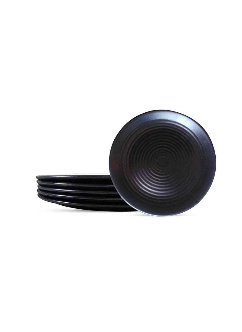 Everbuy® Spiral Black Quarter Dinner Plates Melamine Chapati Plates Set of 12 pcs (Quarter 8 Inch)