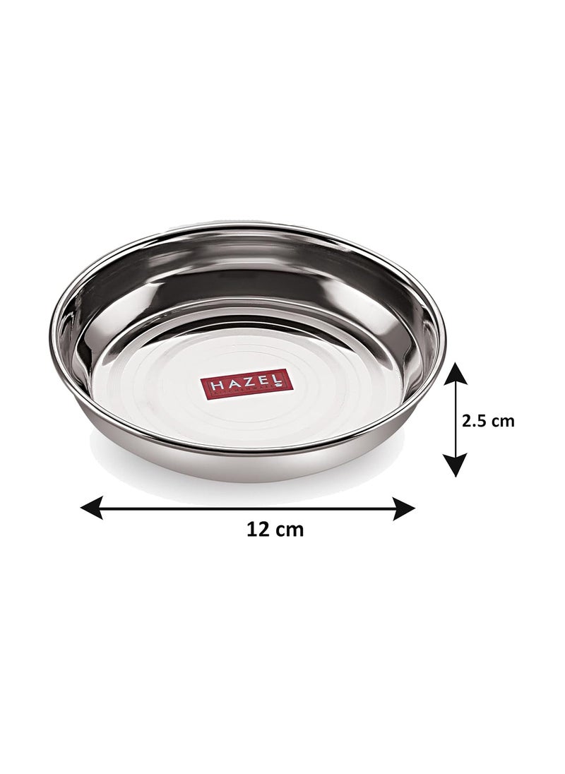 HAZEL Stainless Steel Plates Set | 200 ml Small Steel Plates for Snacks | Breakfast Plates, Set of 12