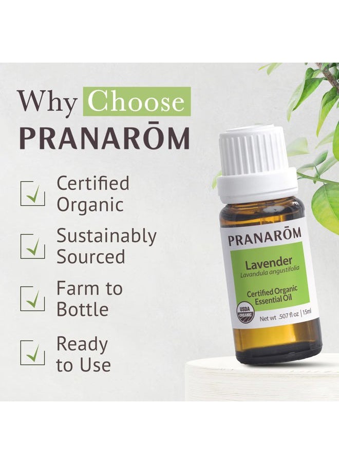 USDA Certified Organic Lavender Essential Oil (15ml), 100% Pure Undiluted Therapeutic Grade from French Alps for Aromatherapy, Diffuser, Healthy Skin & Hair, Massage, Relaxation