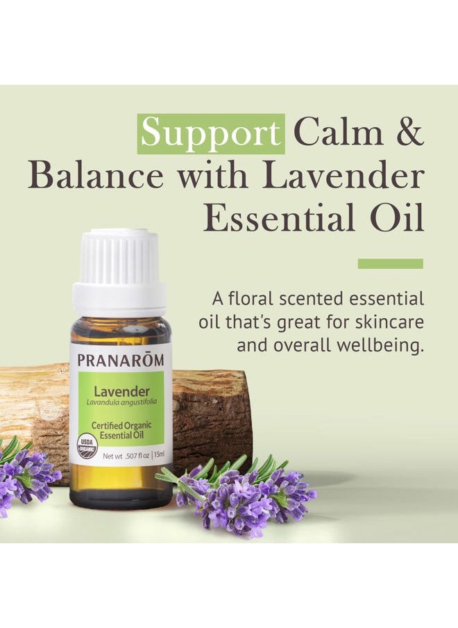USDA Certified Organic Lavender Essential Oil (15ml), 100% Pure Undiluted Therapeutic Grade from French Alps for Aromatherapy, Diffuser, Healthy Skin & Hair, Massage, Relaxation