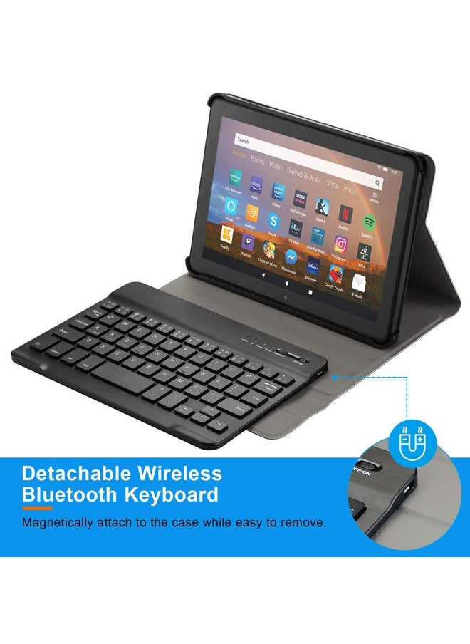 AGPTEK Keyboard Case for All-New Amazon Fire HD 8/8 Plus(2020 Release, 10th & 2022 Release, 12th),with Detachable Wireless Bluetooth Keyboard