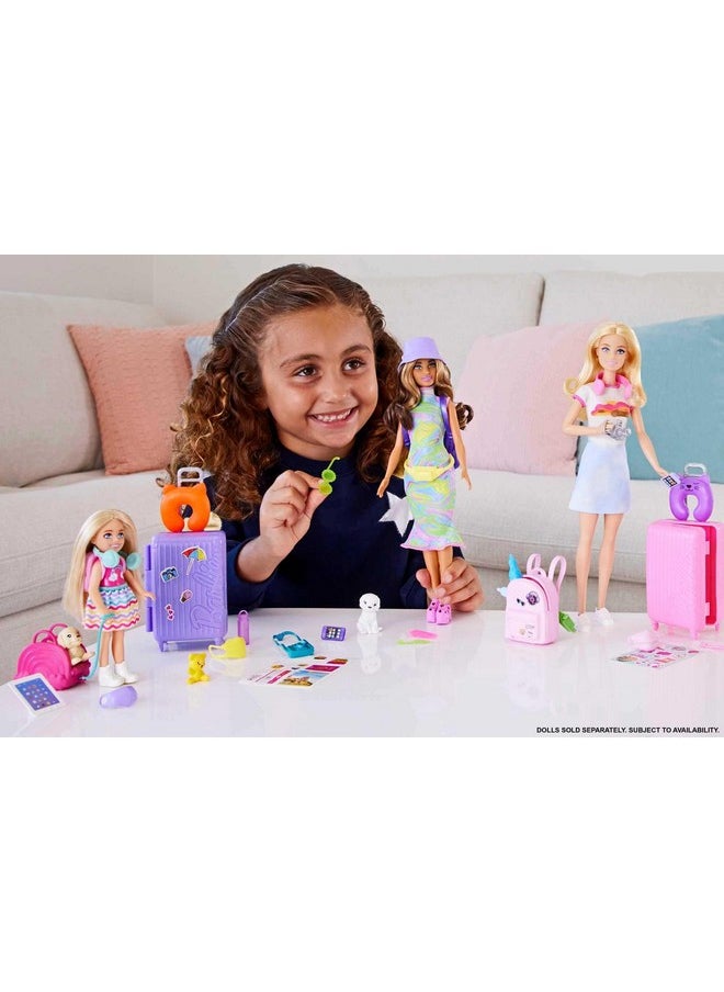 Barbie Toys, Chelsea Doll and Accessories, Travel Set with Puppy and 6 Pieces Including Pet Carrier