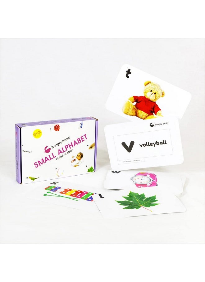 hungry brain Toddler FlashCards Capital Alphabet & Small Alphabet, Double-Sided Flash Cards for Toddlers 1-4 Years, 52 Real Image Cards, Montessori Toys, Educational Preschool Learning for Kids
