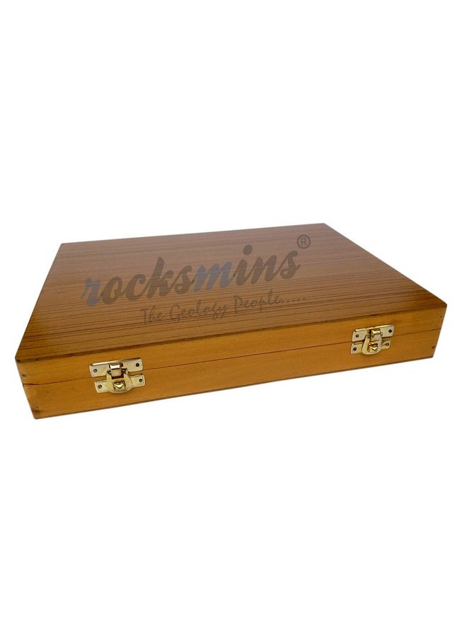 Rocksmins Collection of 25 Rocks in Wooden Box RO25WB with 25 Big Specimen Set of Rock Igneous Sedimentary Metamorphic Rock Mineral Collection Geology Kits Ideal for Birthday Gift