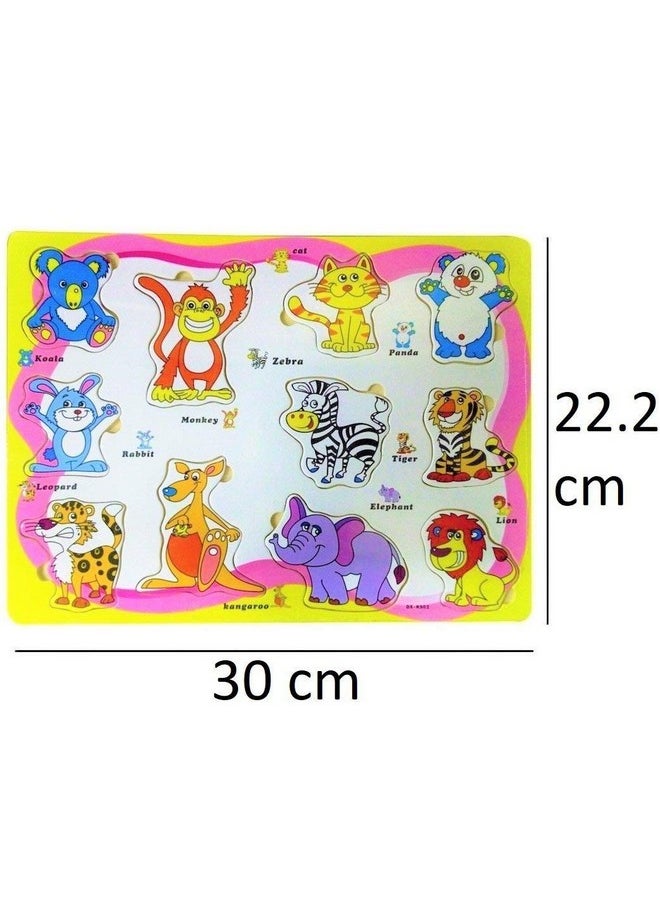 RV Media Wood Learn shapes numbers animals fruits vehicles wooden puzzle boards, Multicolour, 2+ years, 5 Piece