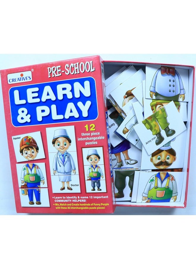 Creative's Learn and Play | Educational Puzzle Game | Learn & Identify & Name 12 Important Community Helpers | Doctor, Painter, Lawyer, Teacher & More | Fun with Learn Game for 2 & Up Kids