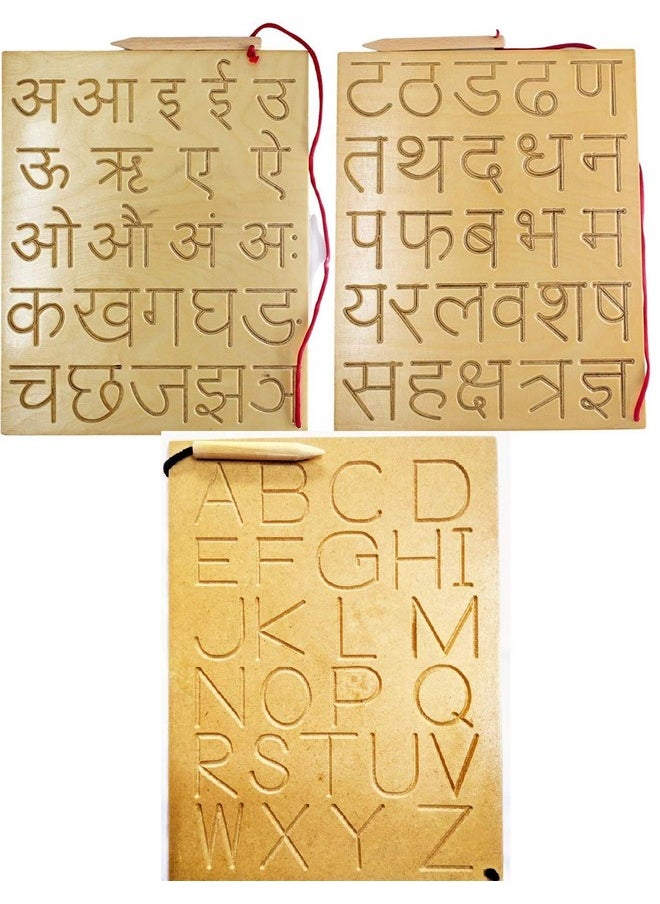 FunBlast Writing Practice Hindi & English Alphabet Tracing Boards for Kids Learning Toys for 3+ Years Old Kids Boy Kids - Multicolor