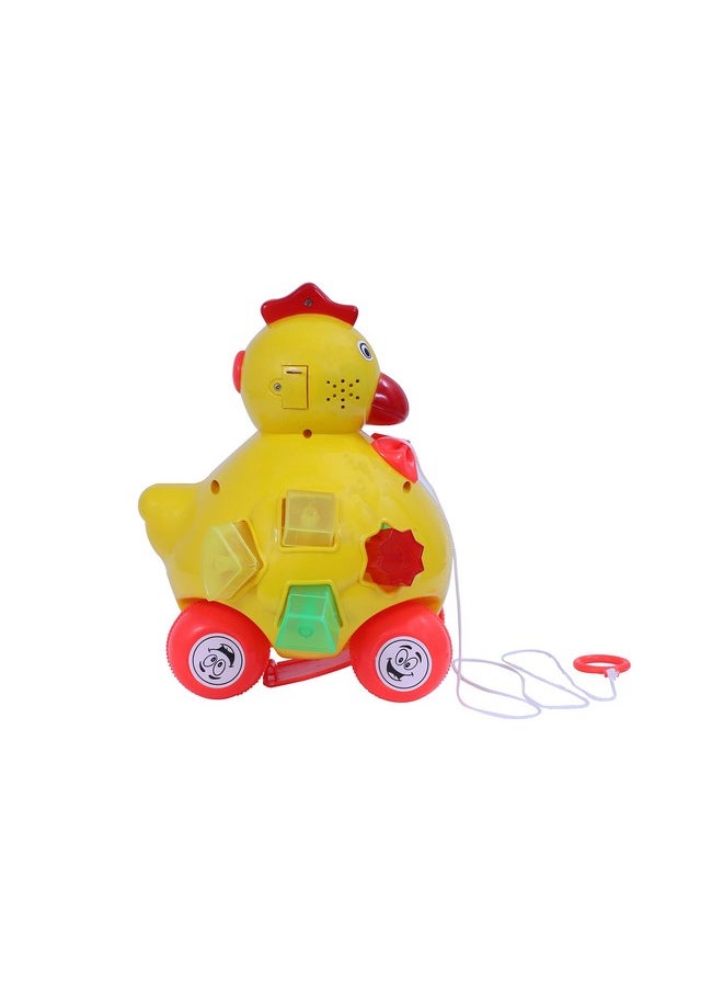 Toyzone Hen Pull Along-71525 | Infant and Pre-School Toy | Free Wheel Toy | Early Age Development Toys for Kids | Pulling Toy with Cord| Push N Pull Toy