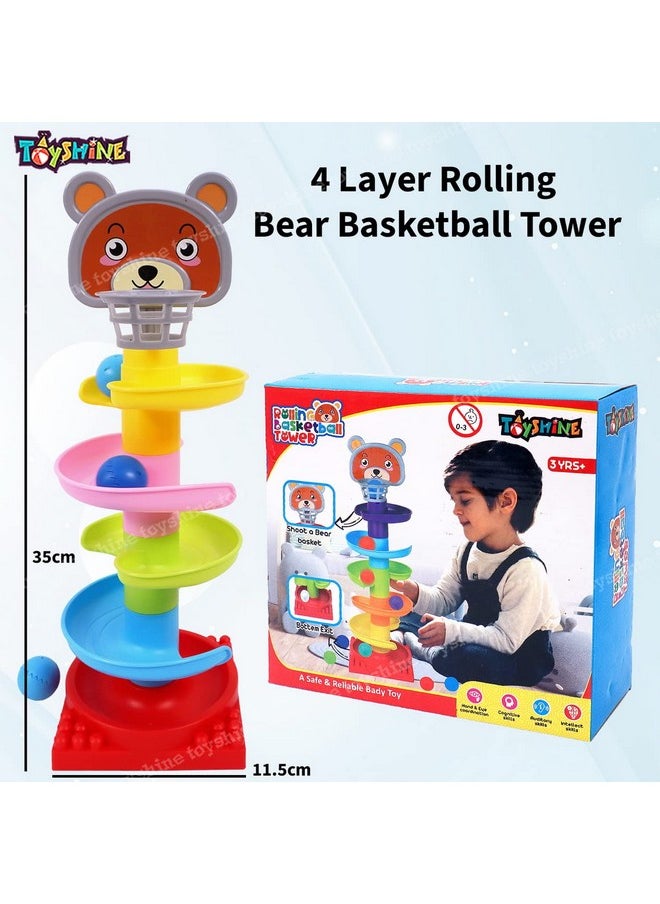 Toyshine 4 Layer Ball Drop and Roll Swirling Tower for Baby and Toddler Development Educational Toys | Stack, Drop and Go Ball Ramp - Multicolor