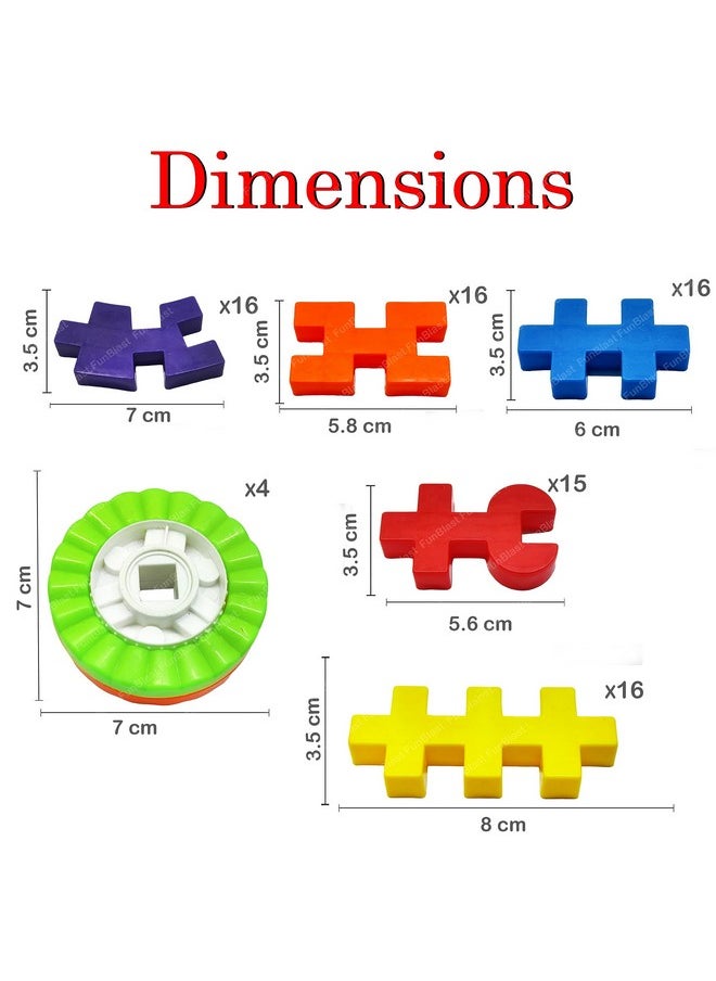 FunBlast Building Blocks for Kids - DIY Building Blocks Toys & Game for Kids, Learning Puzzle Toys for 3+ Years Kids, Boys, Girls, Bricks Toys for Kids (80 Pcs; Multicolor)