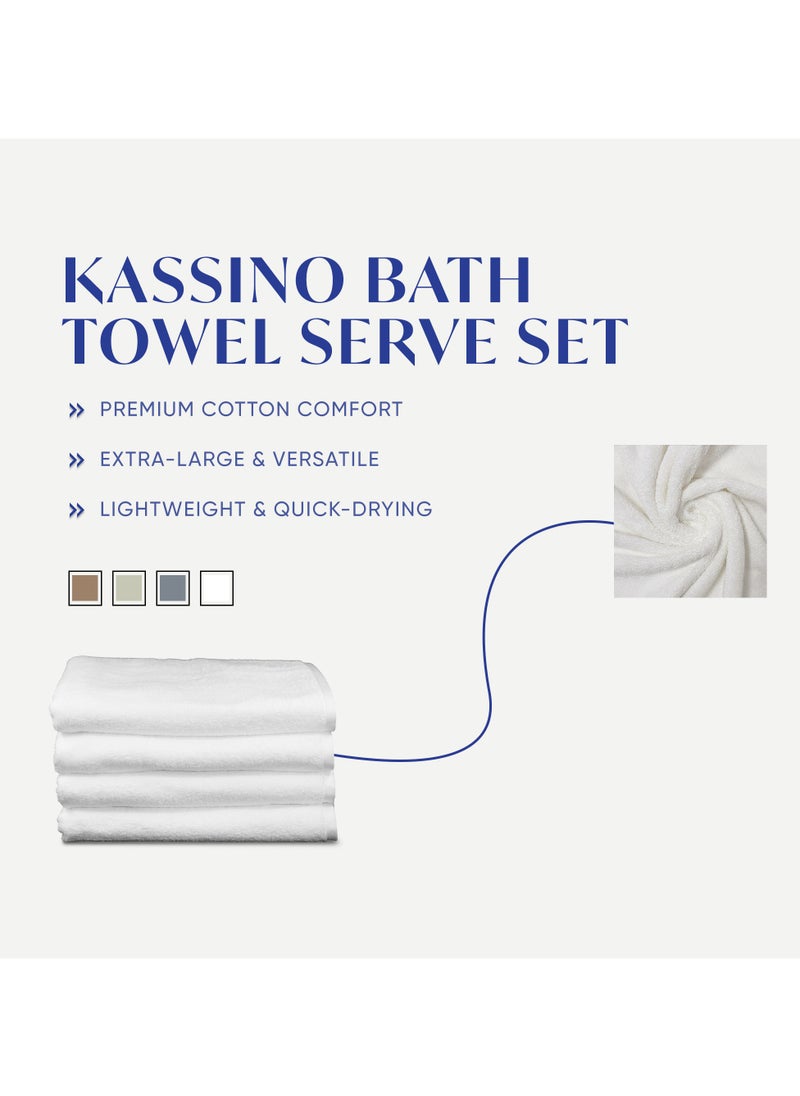 Kassino Bath Towel (4 Pack, 70x140 cm) - 540 GSM Large Bath Towels,100% Combed Cotton, Soft & Quick-Dry Towels, Highly Absorbent, Double Stitched Hotel Quality Towels | White