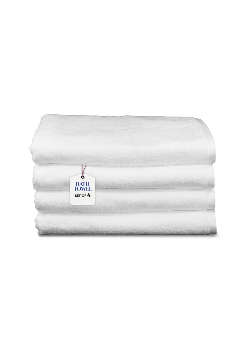 Kassino Bath Towel (4 Pack, 70x140 cm) - 540 GSM Large Bath Towels,100% Combed Cotton, Soft & Quick-Dry Towels, Highly Absorbent, Double Stitched Hotel Quality Towels | White