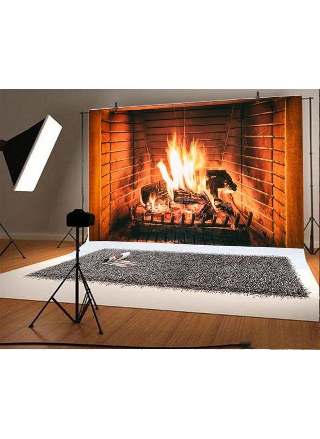 5x3ft Burning Firewoods Photo Backdrop Large Fireplace Flaming Woods Camping Poster Outdoor Travel Barbeques Party Photography Background Photo Studio Props