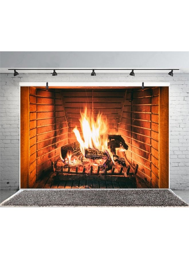 5x3ft Burning Firewoods Photo Backdrop Large Fireplace Flaming Woods Camping Poster Outdoor Travel Barbeques Party Photography Background Photo Studio Props