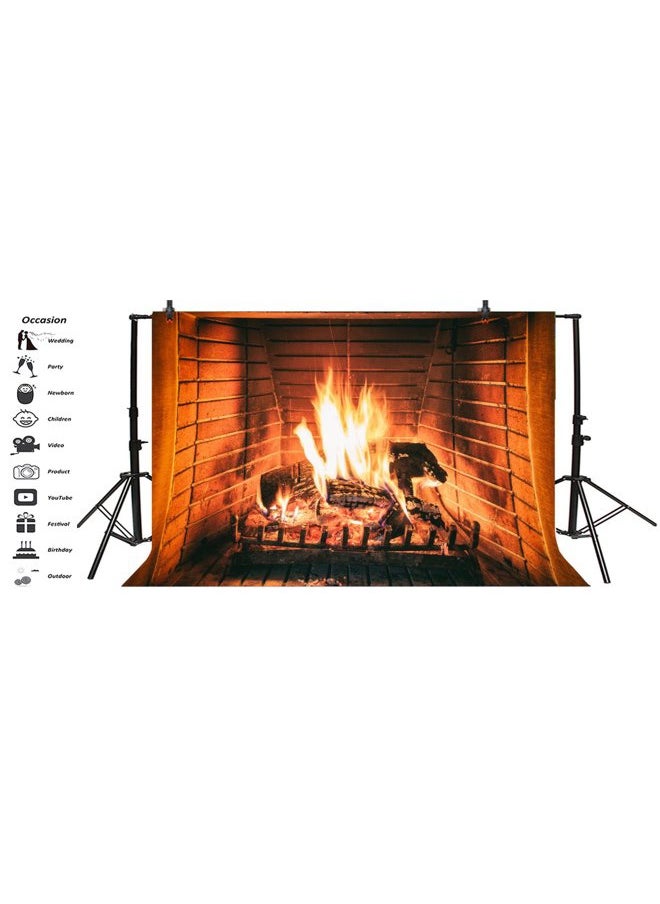 5x3ft Burning Firewoods Photo Backdrop Large Fireplace Flaming Woods Camping Poster Outdoor Travel Barbeques Party Photography Background Photo Studio Props