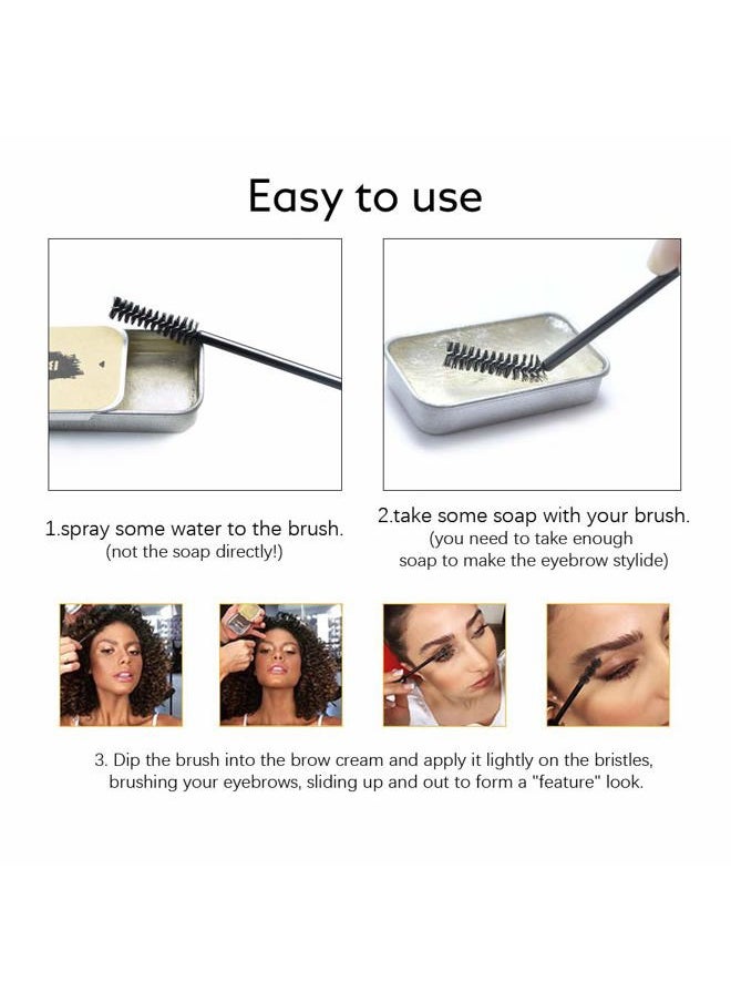 Eyebrow Styling Soap Kit, Long Lasting Waterproof Smudge Proof Pomade for Natural Brows, 3D Feathery Brows Makeup Balm