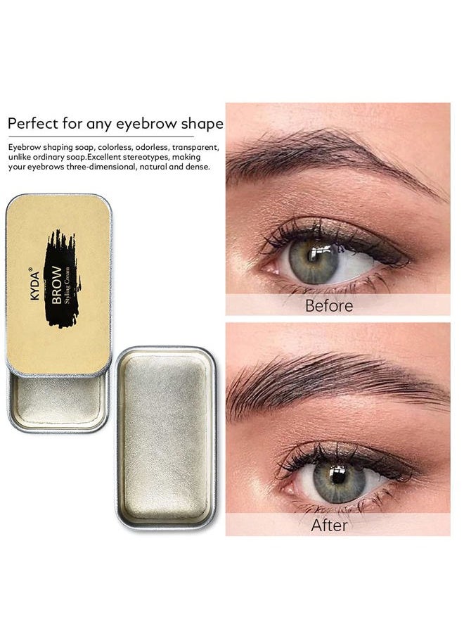 Eyebrow Styling Soap Kit, Long Lasting Waterproof Smudge Proof Pomade for Natural Brows, 3D Feathery Brows Makeup Balm